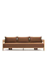 Luso™ outdoor three-seater sofa | teak platform - natural with mocha cushions - sofas luso | madorne