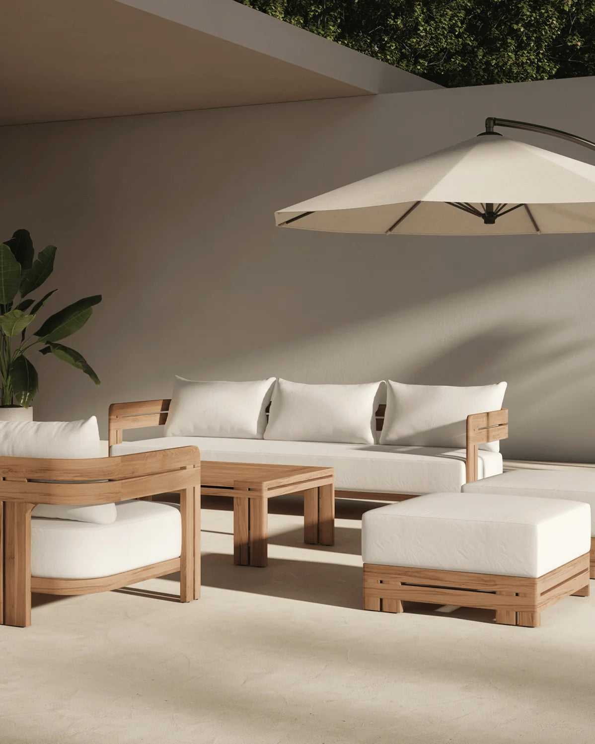 Luso™ outdoor three-seater sofa | teak platform - sofas luso | madorne