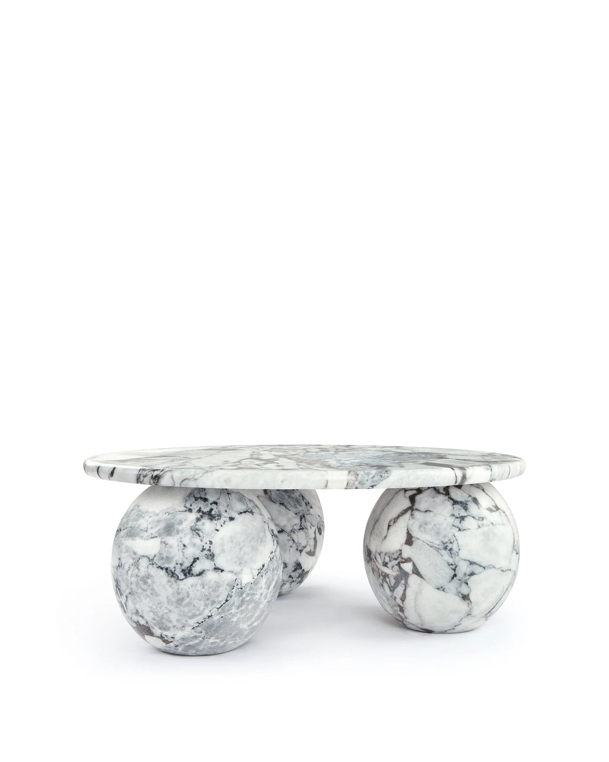 Maia orb™ coffee table | stone finish - tables three-sphere travertine | madorne
