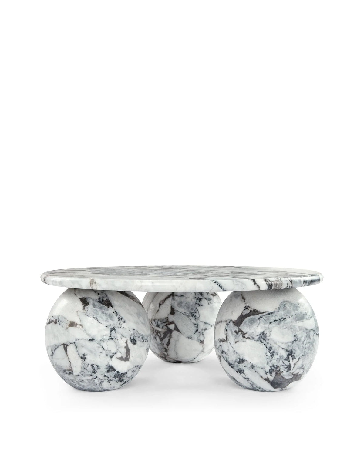 Maia orb™ coffee table | stone finish - tables three-sphere travertine | madorne