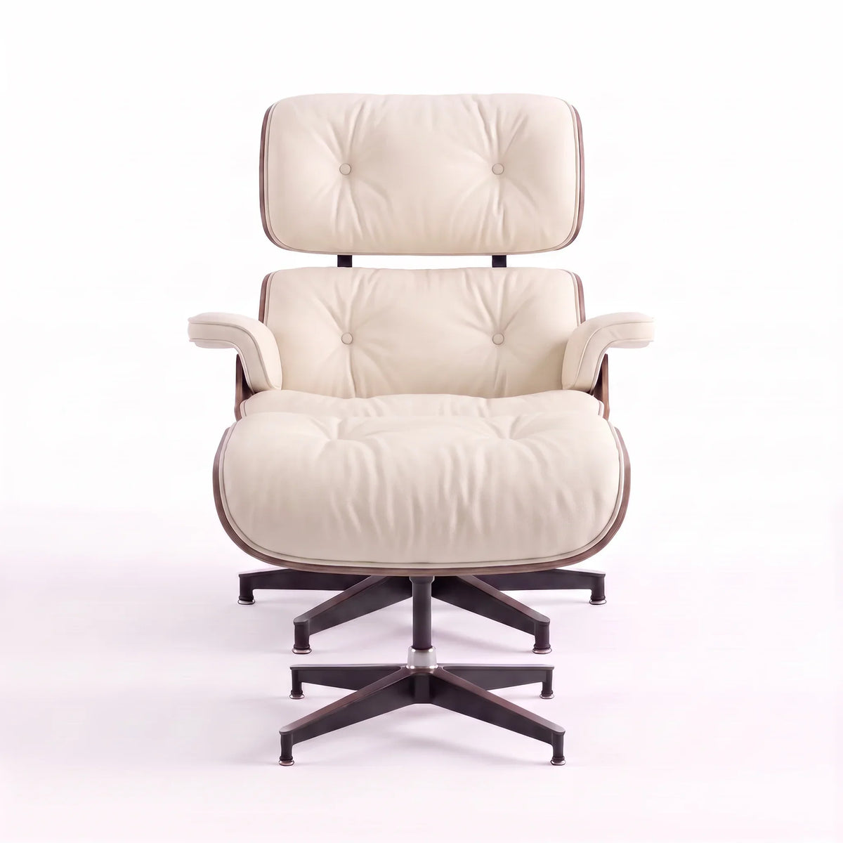 Marlow Lounge Chair and Ottoman in full-grain leather and molded veneer | Madorne