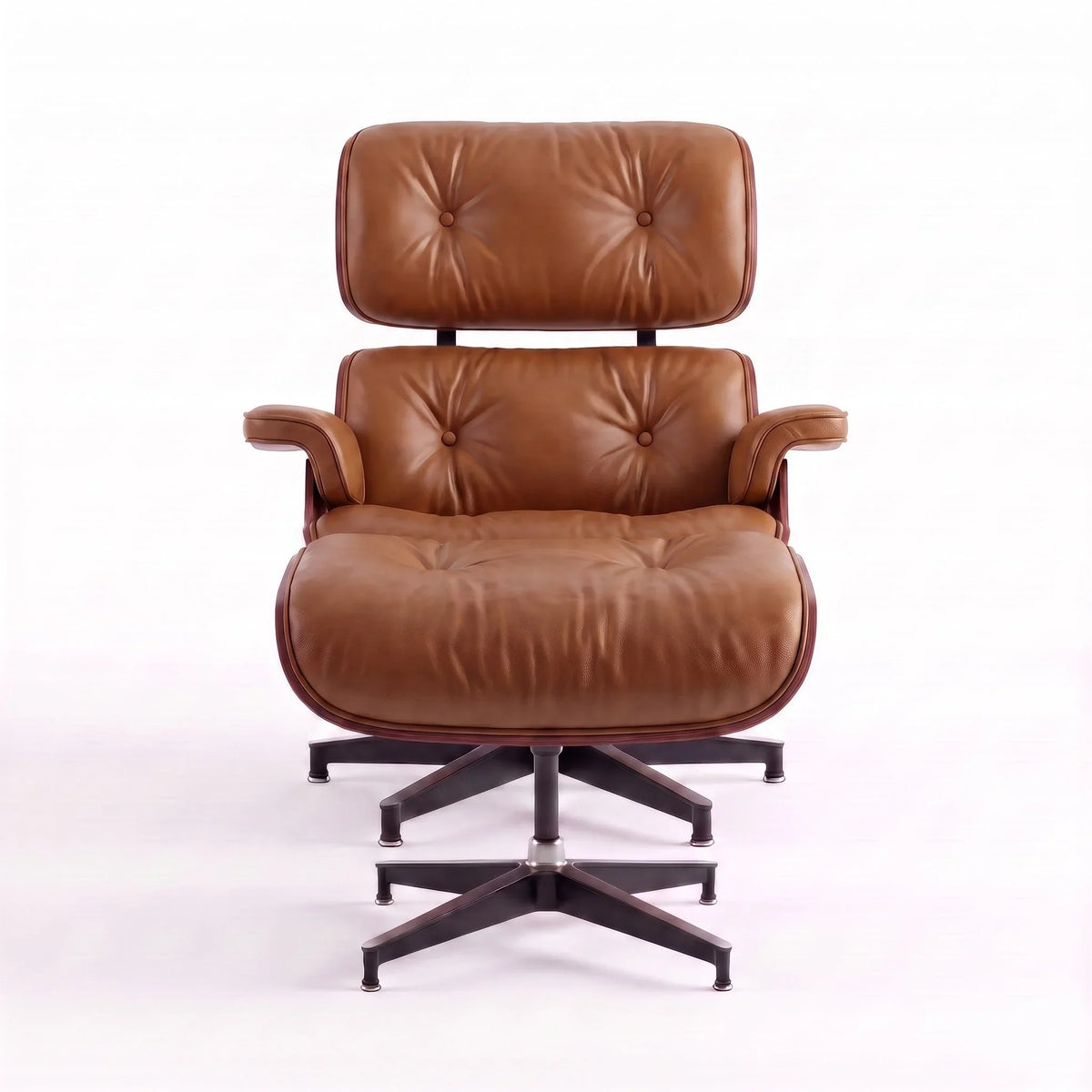 Marlow Lounge Chair and Ottoman in Chocolate leather and Rosewood veneer | Madorne