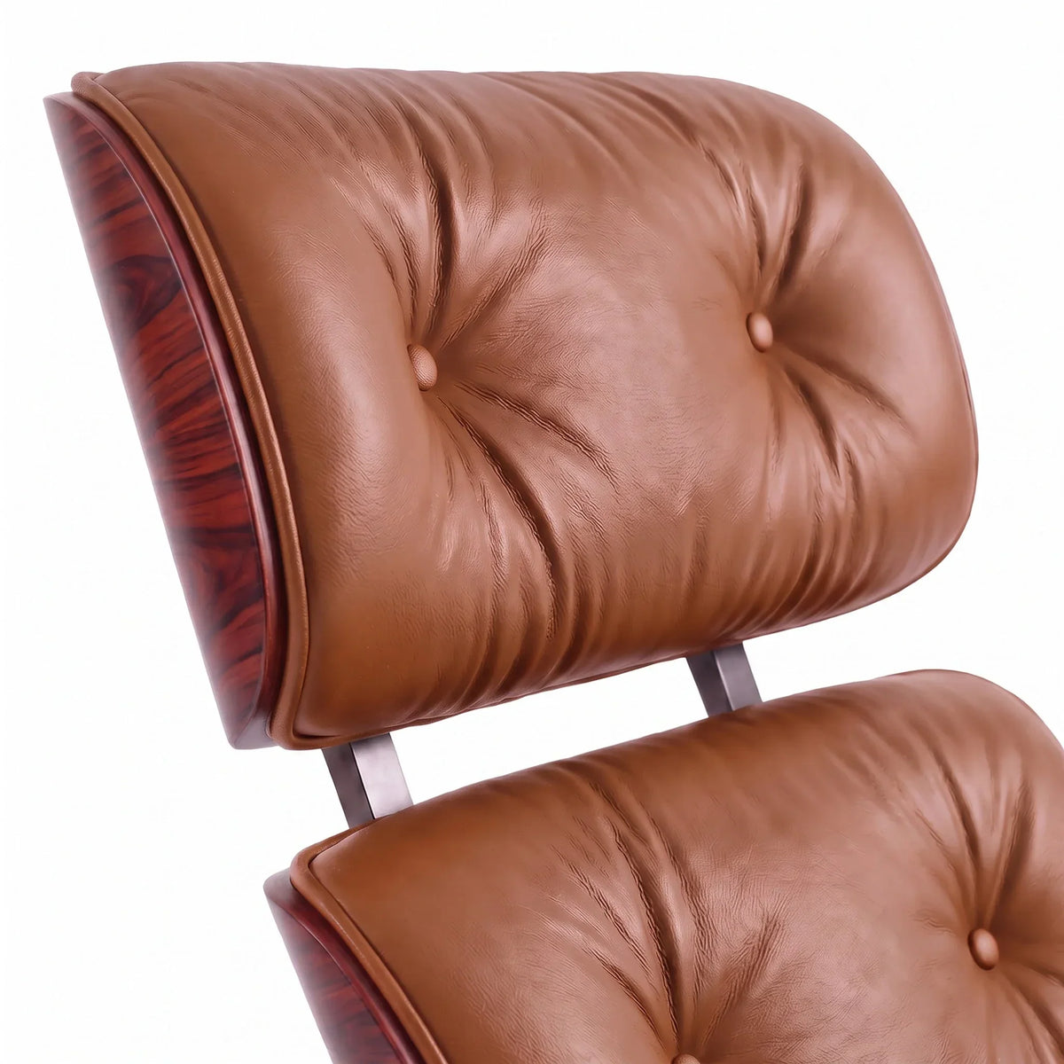 Marlow Lounge Chair and Ottoman in Chocolate leather and Rosewood veneer | Madorne
