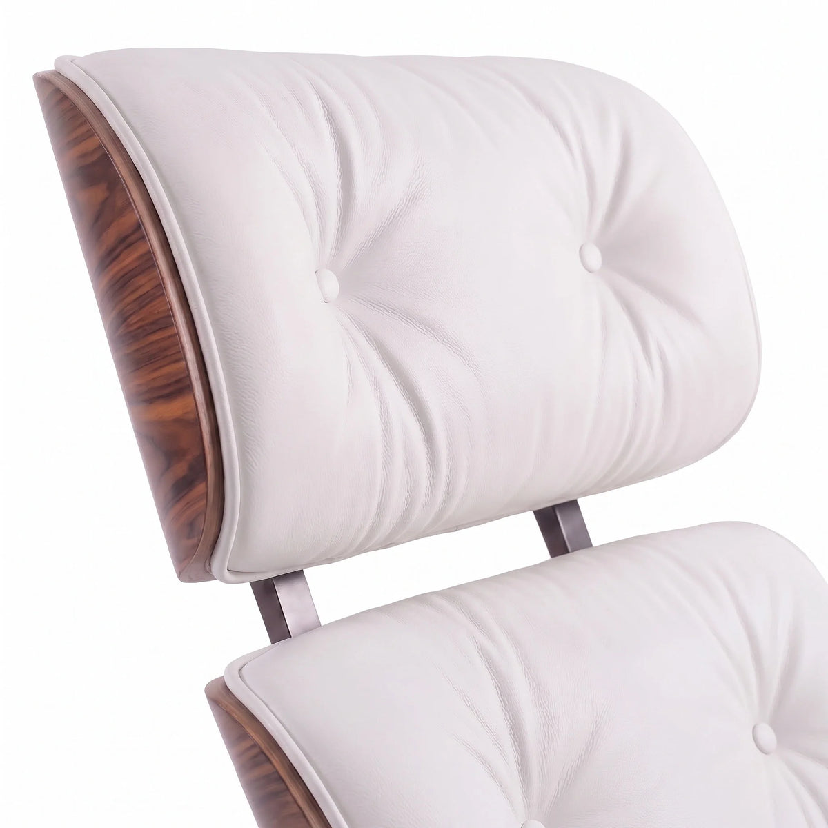 Marlow Lounge Chair and Ottoman in White leather and Palisander veneer | Madorne
