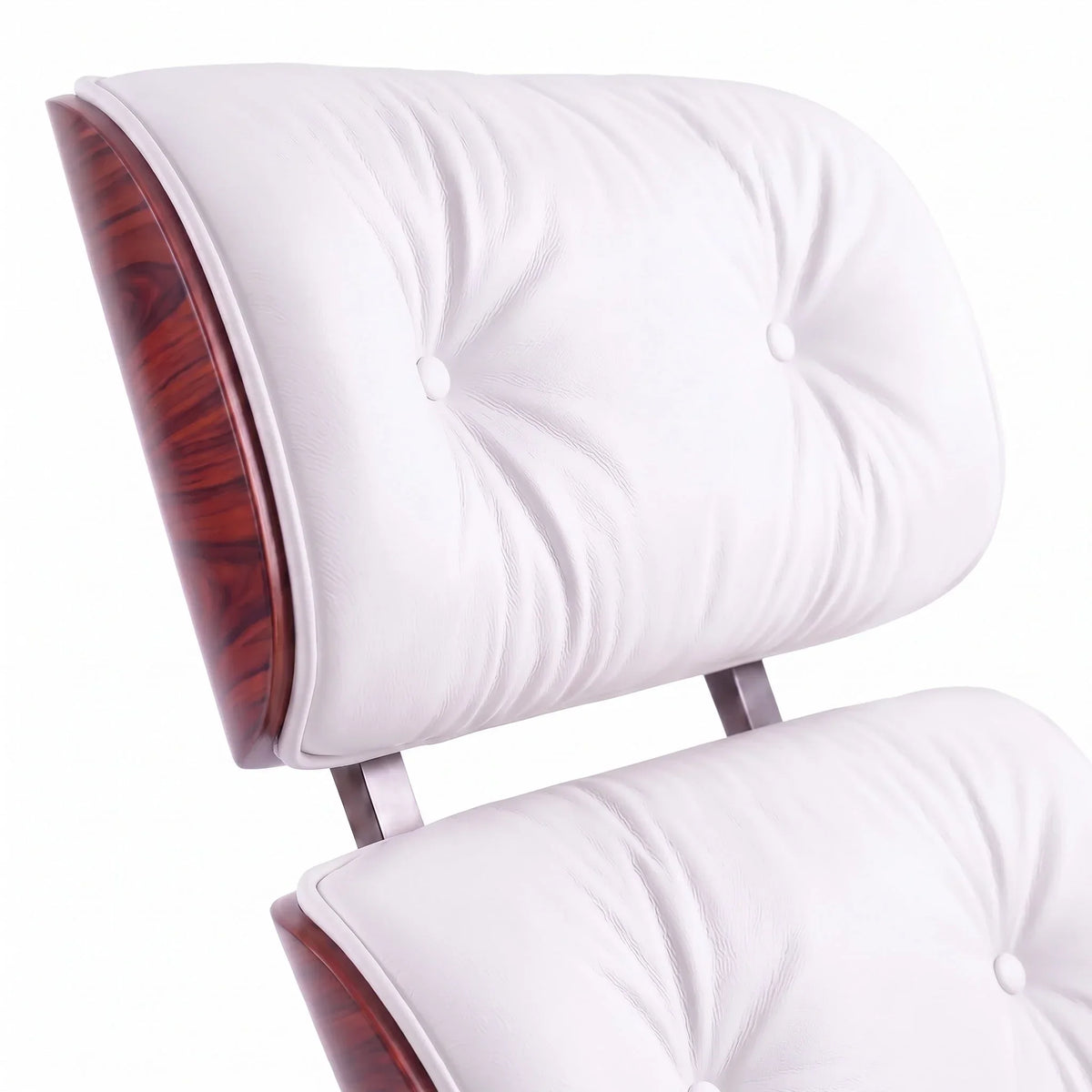 Marlow Lounge Chair and Ottoman in White leather and Rosewood veneer | Madorne