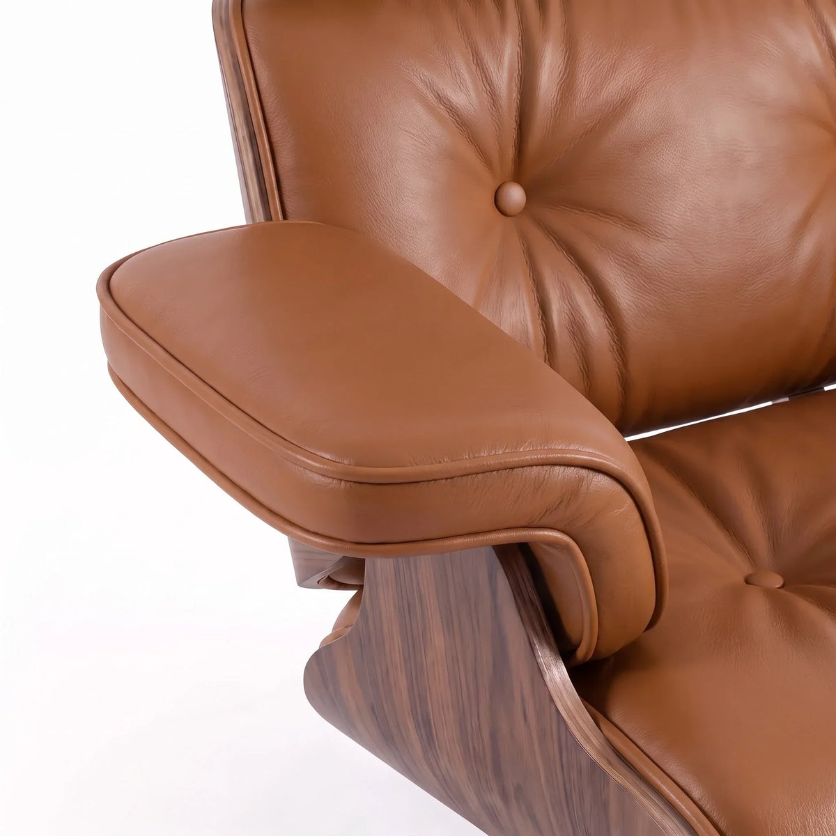 Marlow Lounge Chair and Ottoman in Chocolate leather and Walnut veneer | Madorne