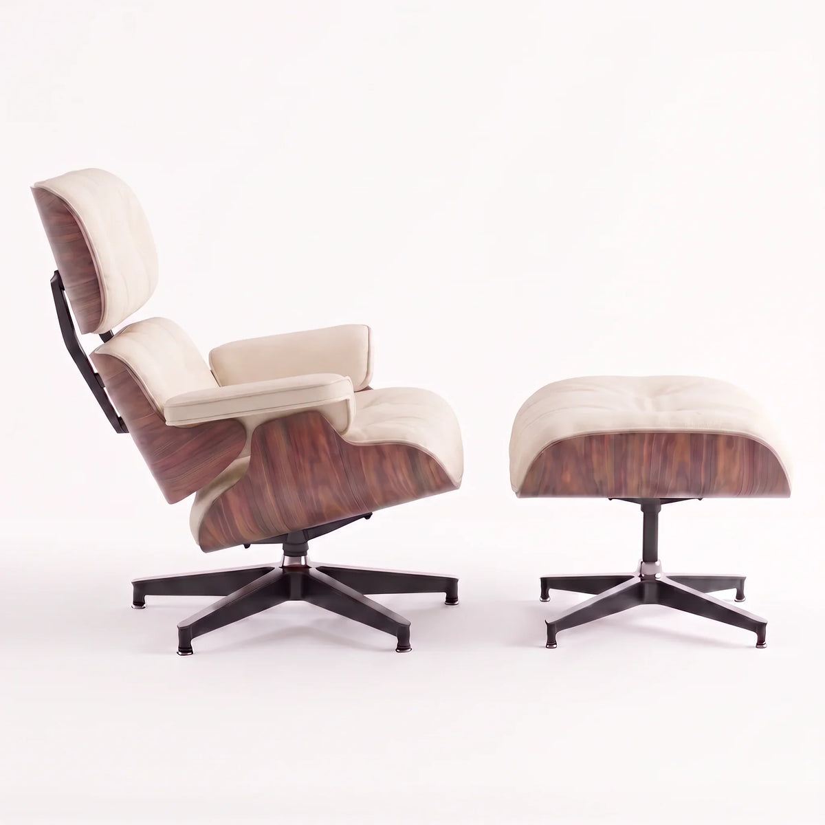 Marlow Lounge Chair and Ottoman in full-grain leather and molded veneer | Madorne