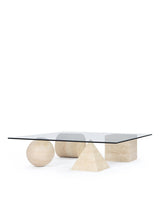 Meta 79™ coffee table | glass and stone - travertine - tables 79 | madorne
