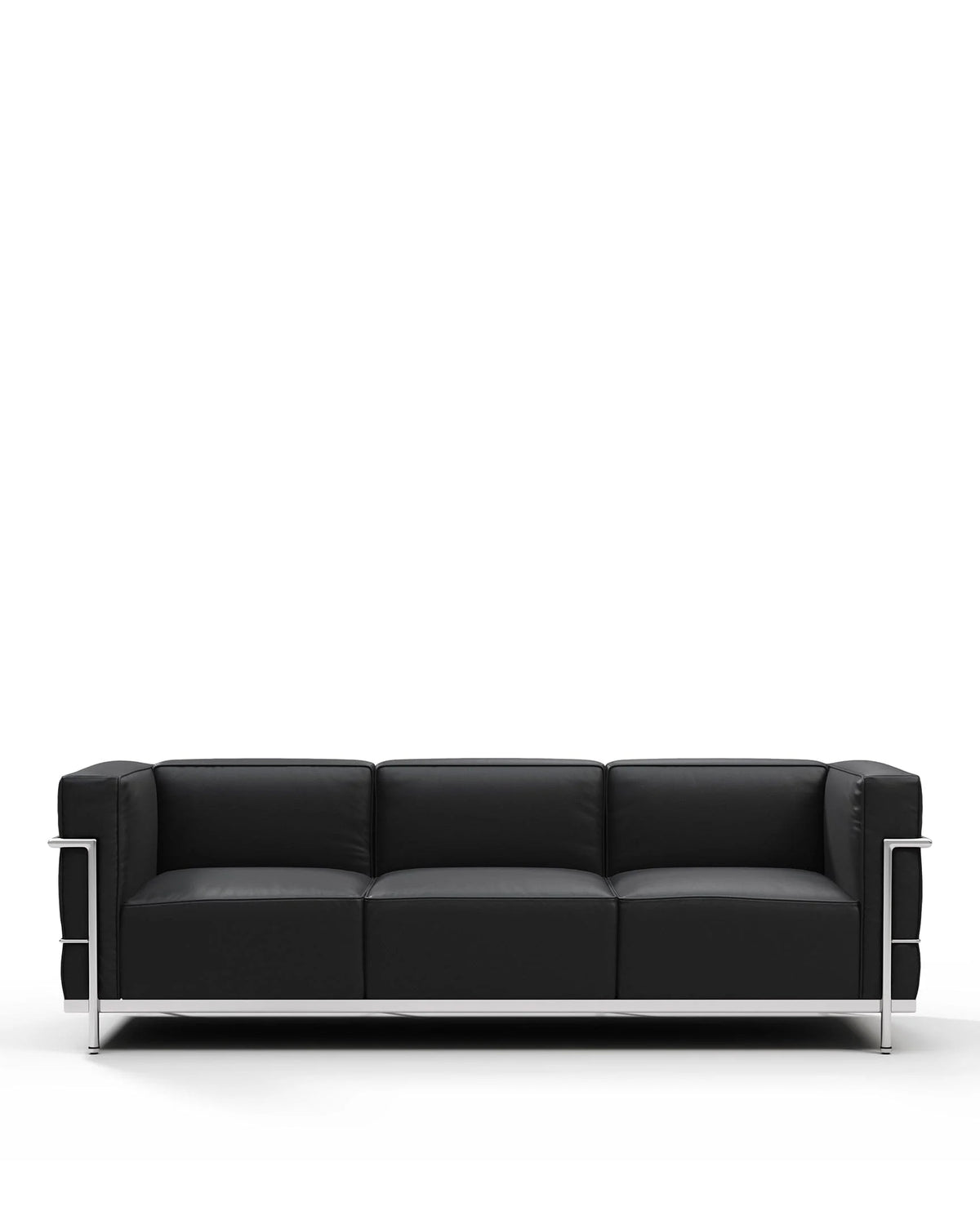 Modulor grand 28™ three-seater sofa | steel frame - vintage black vegan leather - 3 seaters 28 | madorne