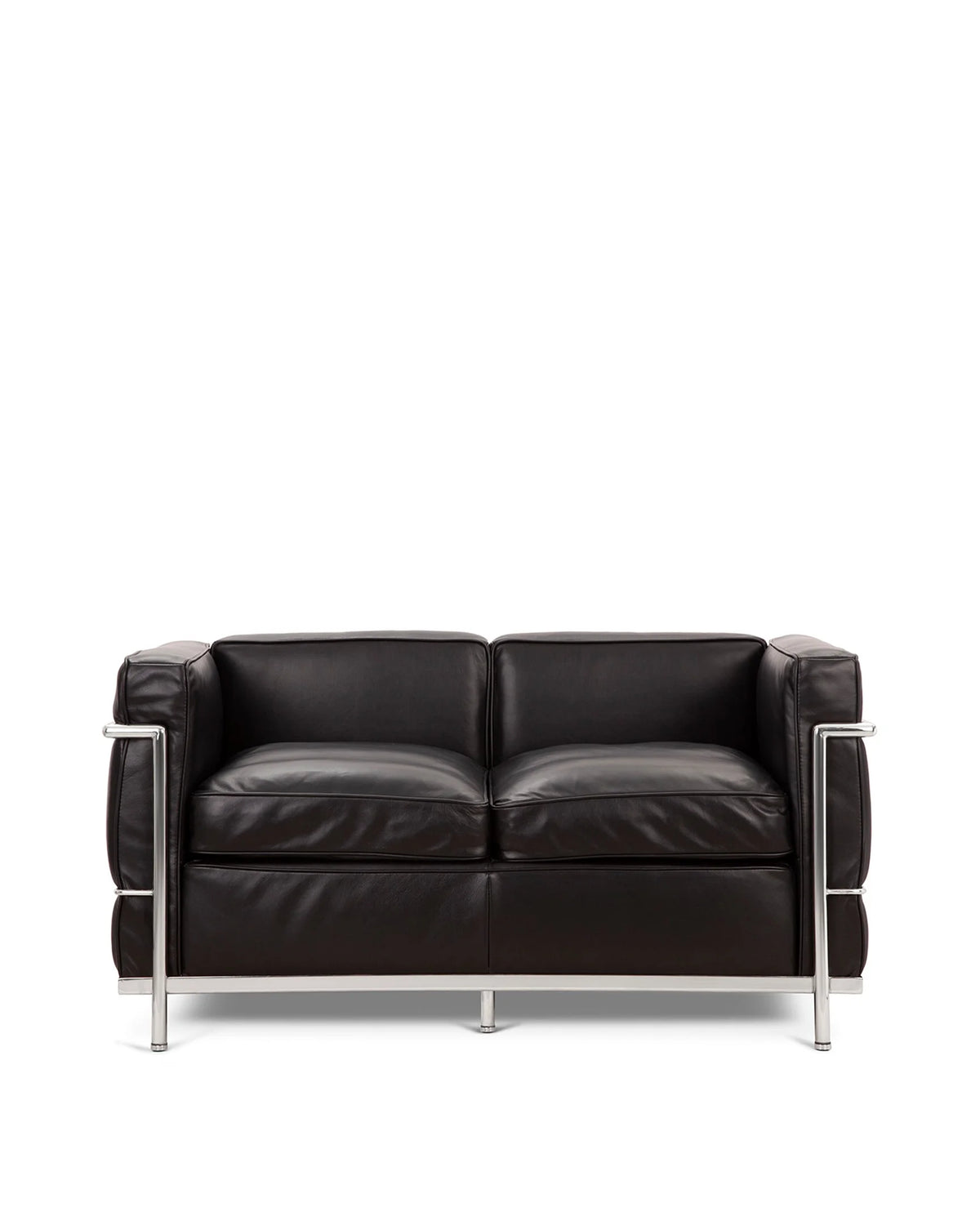 Modulor petit 28™ two-seater sofa | external steel frame - midnight black premium leather - 2 seaters 28 | madorne