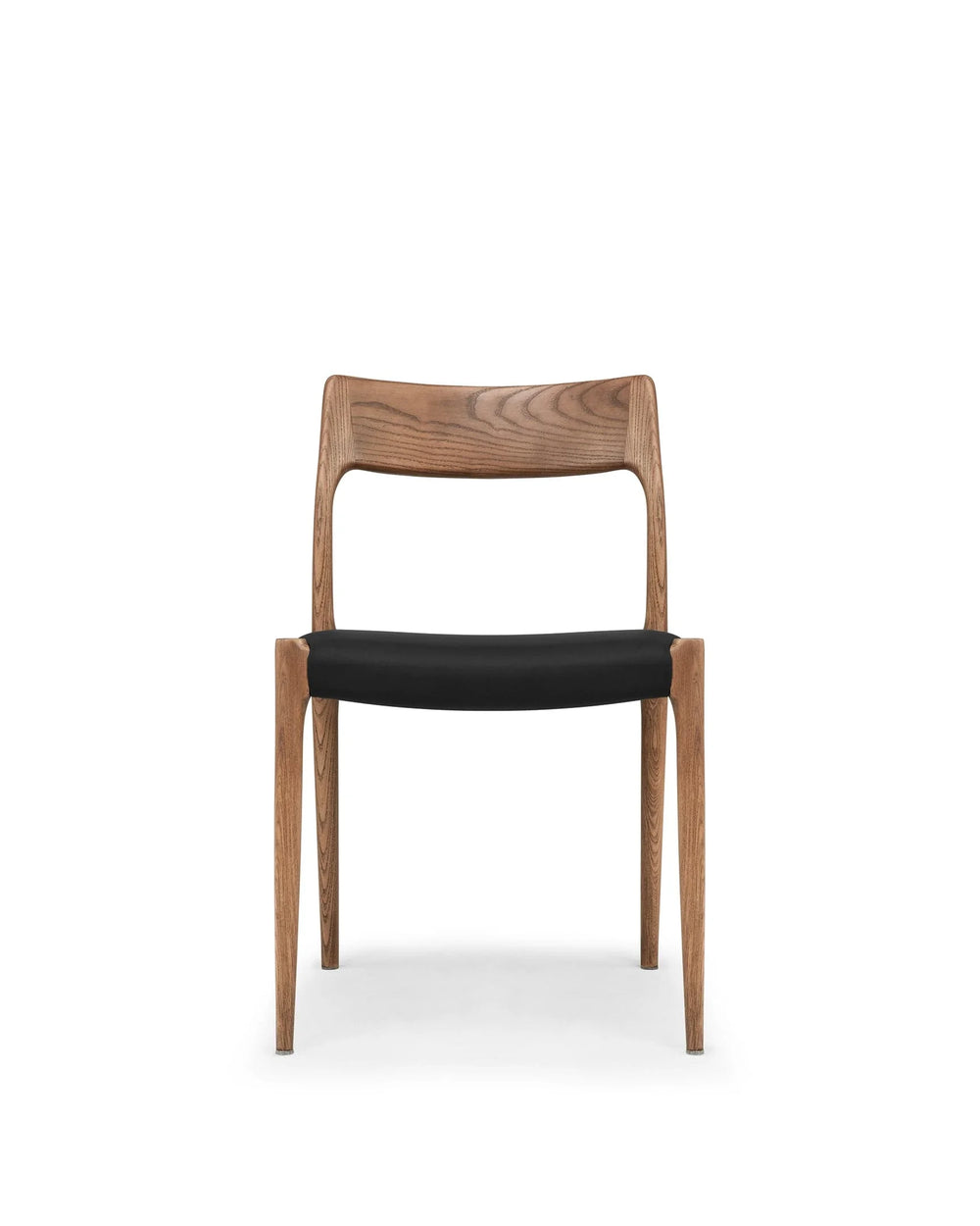 No. 77™ side chair | wood and woven seat - walnut black vegan leather - dining chairs 77 | modern | madorne