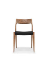 No. 77™ side chair | wood and woven seat - walnut black vegan leather - dining chairs 77 | modern | madorne