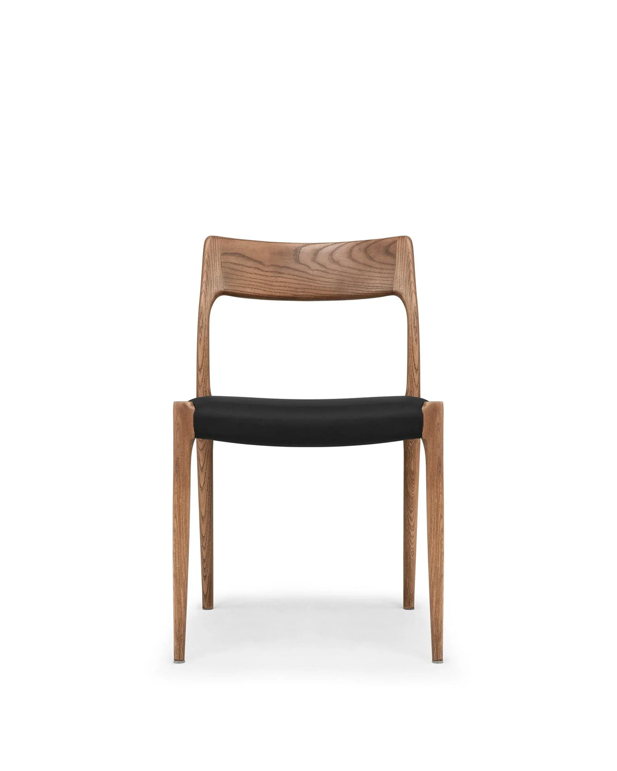 No. 77™ side chair | wood and woven seat - walnut black vegan leather - dining chairs 77 | modern | madorne