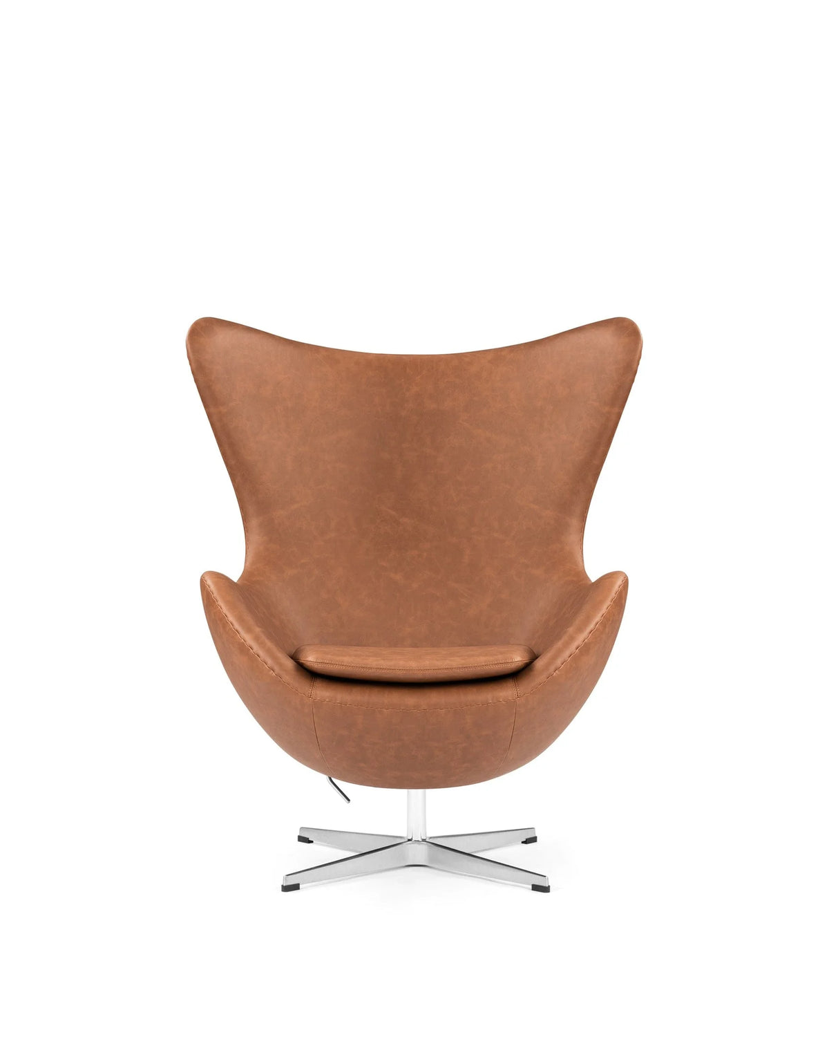 Ovo 58™ swivel lounge chair | sculpted shell - chestnut vegan leather - chairs 58 | designer | madorne