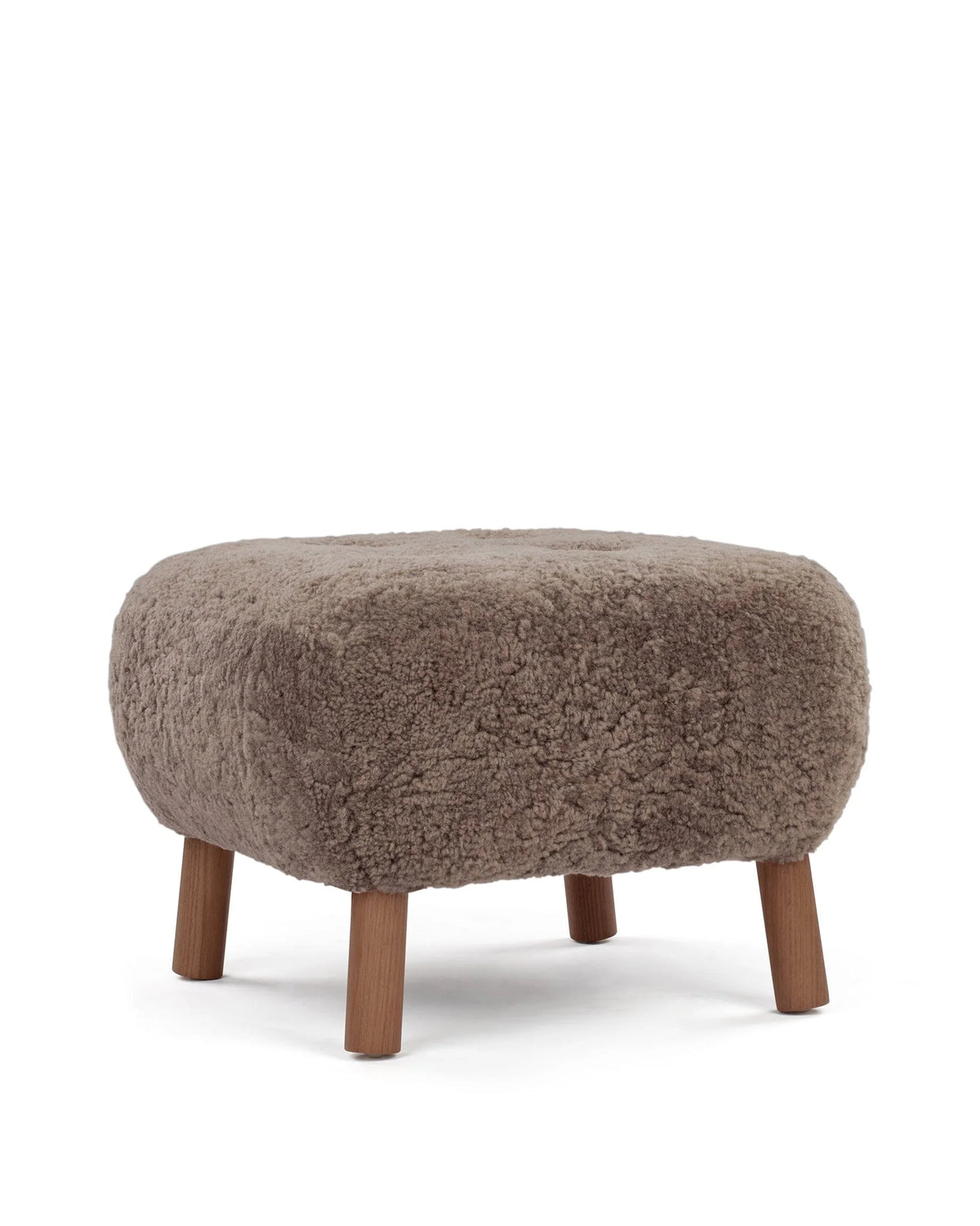Petral 38™ ottoman | sheepskin and walnut - stools & ottomans 38 | modern | contemporary design | mad...