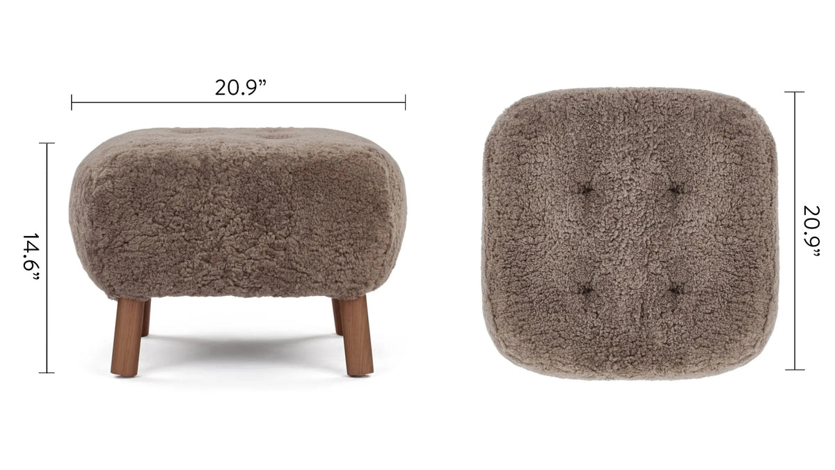Petral 38™ ottoman | sheepskin and walnut - stools & ottomans 38 | modern | contemporary design | mad...