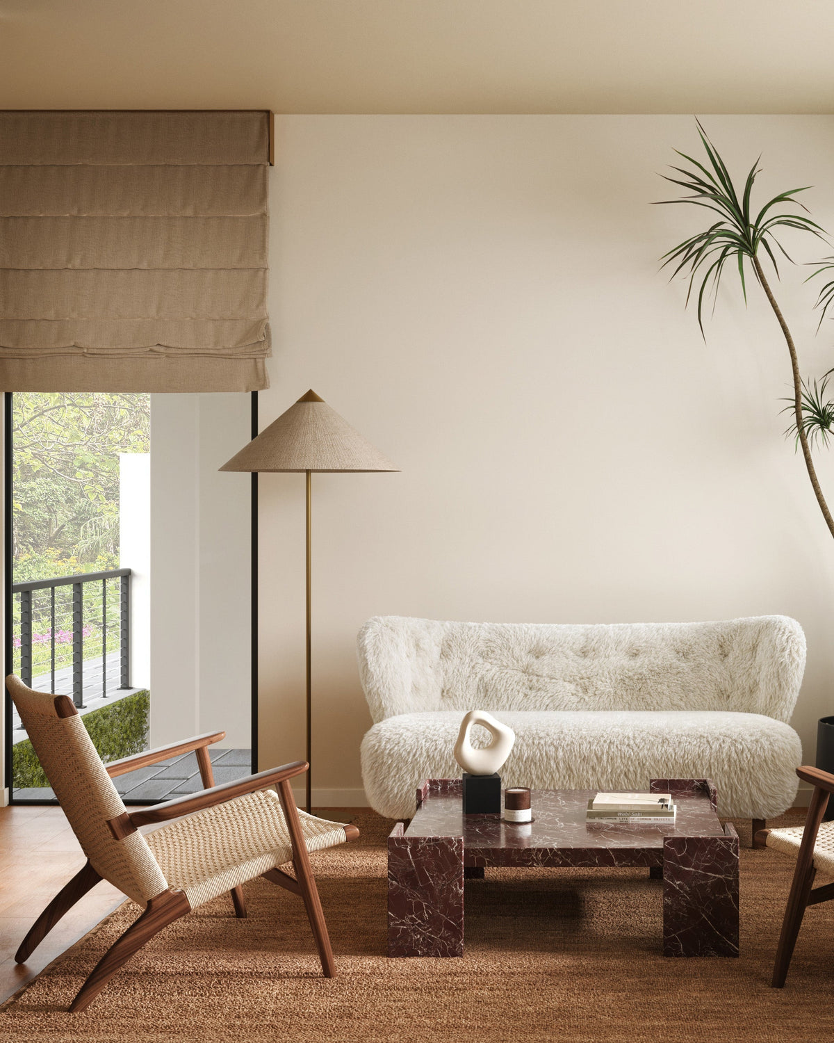 Petral 38™ sofa | white long hair sherpa - 3 seaters 38 | modern | contemporary design | madorne