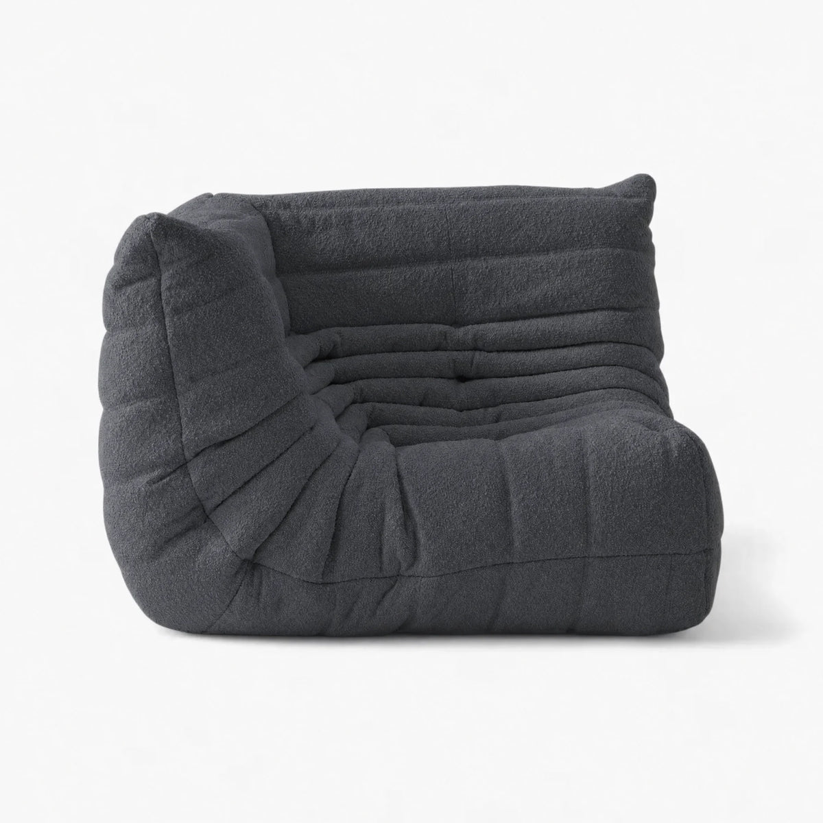 Pogo 73 Corner Seat in Charcoal Gray Bouclé