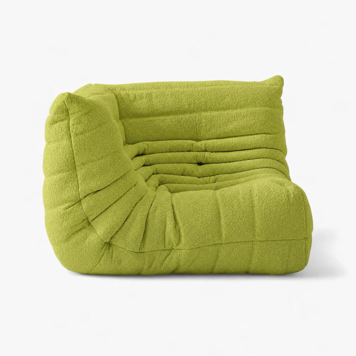 Pogo 73 Corner Seat in Chartreuse Green Bouclé