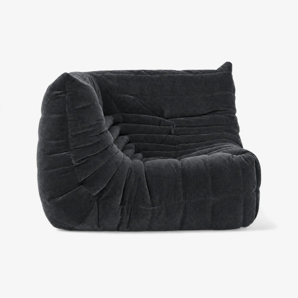 Pogo 73 Corner Seat in Charcoal Gray Chenille Helios