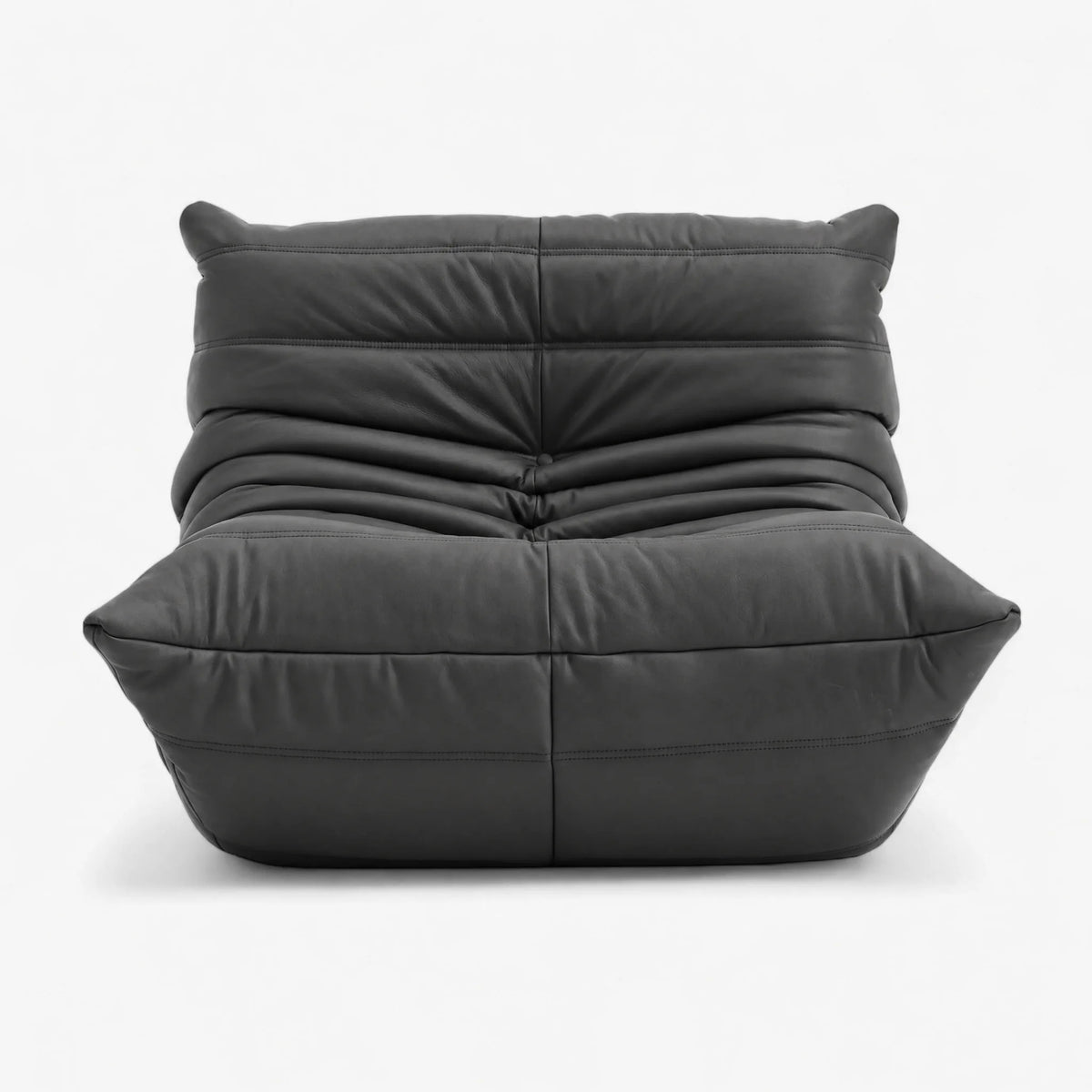 Pogo 73 Fireside Chair in Charcoal Gray Aniline Leather