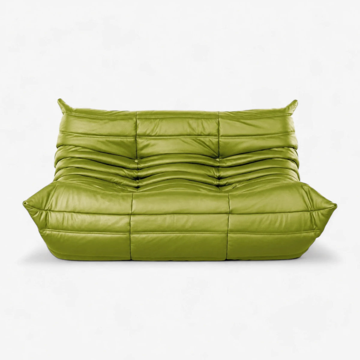 Pogo 73 Loveseat in Chartreuse Green Aniline Leather