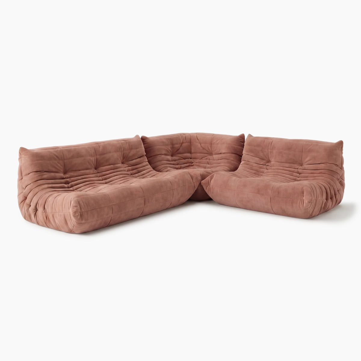 Pogo 73 fabric Corner Set in Dusty Rose Alcantara