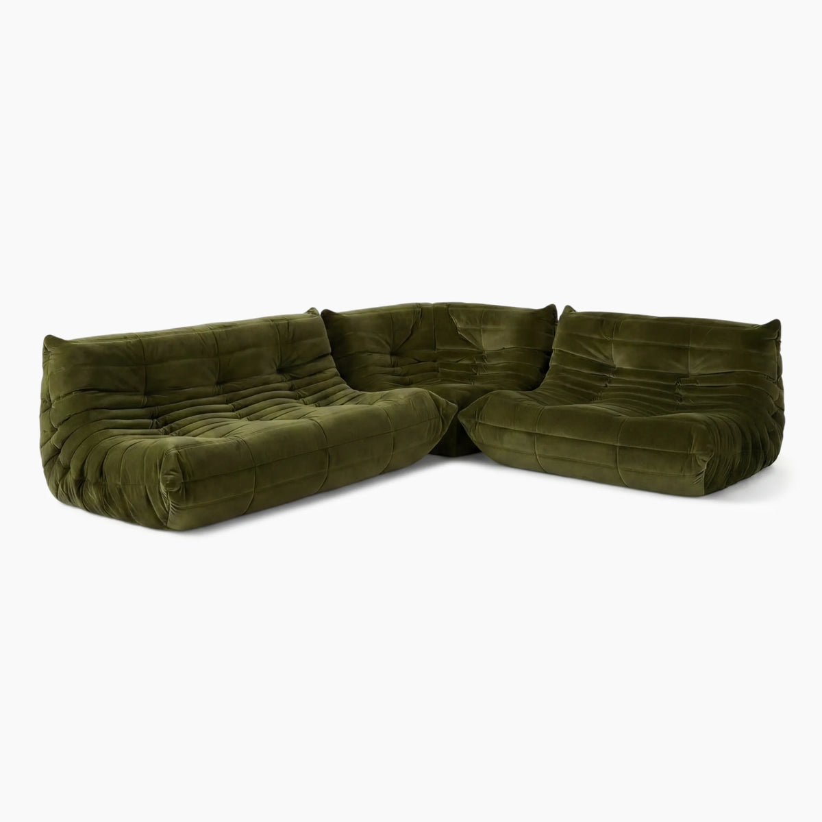 Pogo 73 fabric Corner Set in Green Velvet