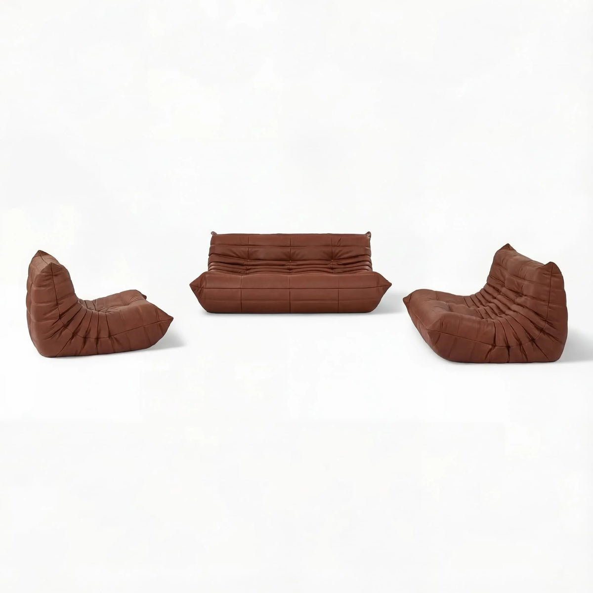 Pogo 73 leather Conversation Set in Bisque Aniline leather