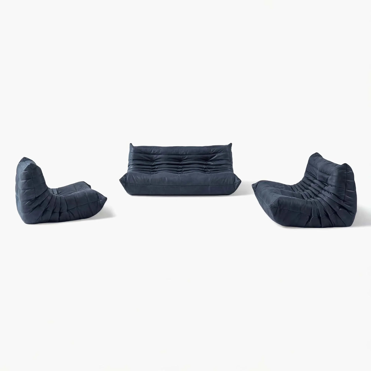 Pogo 73 leather Conversation Set in Granite Aniline leather