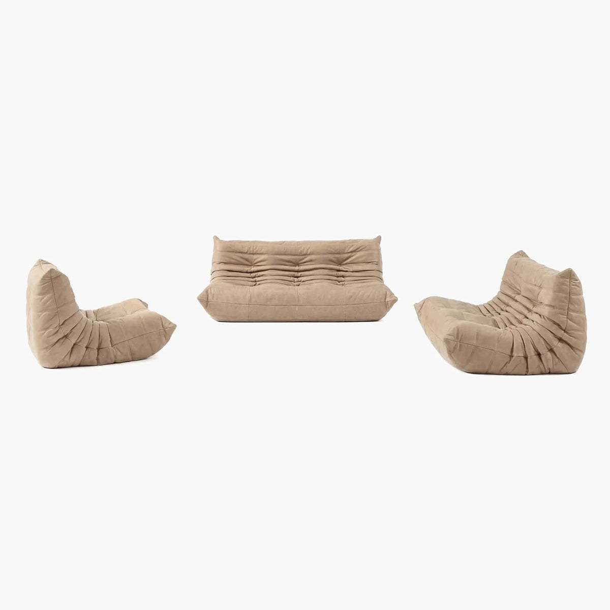 Pogo 73 leather Conversation Set in Wheatgrass Aniline leather