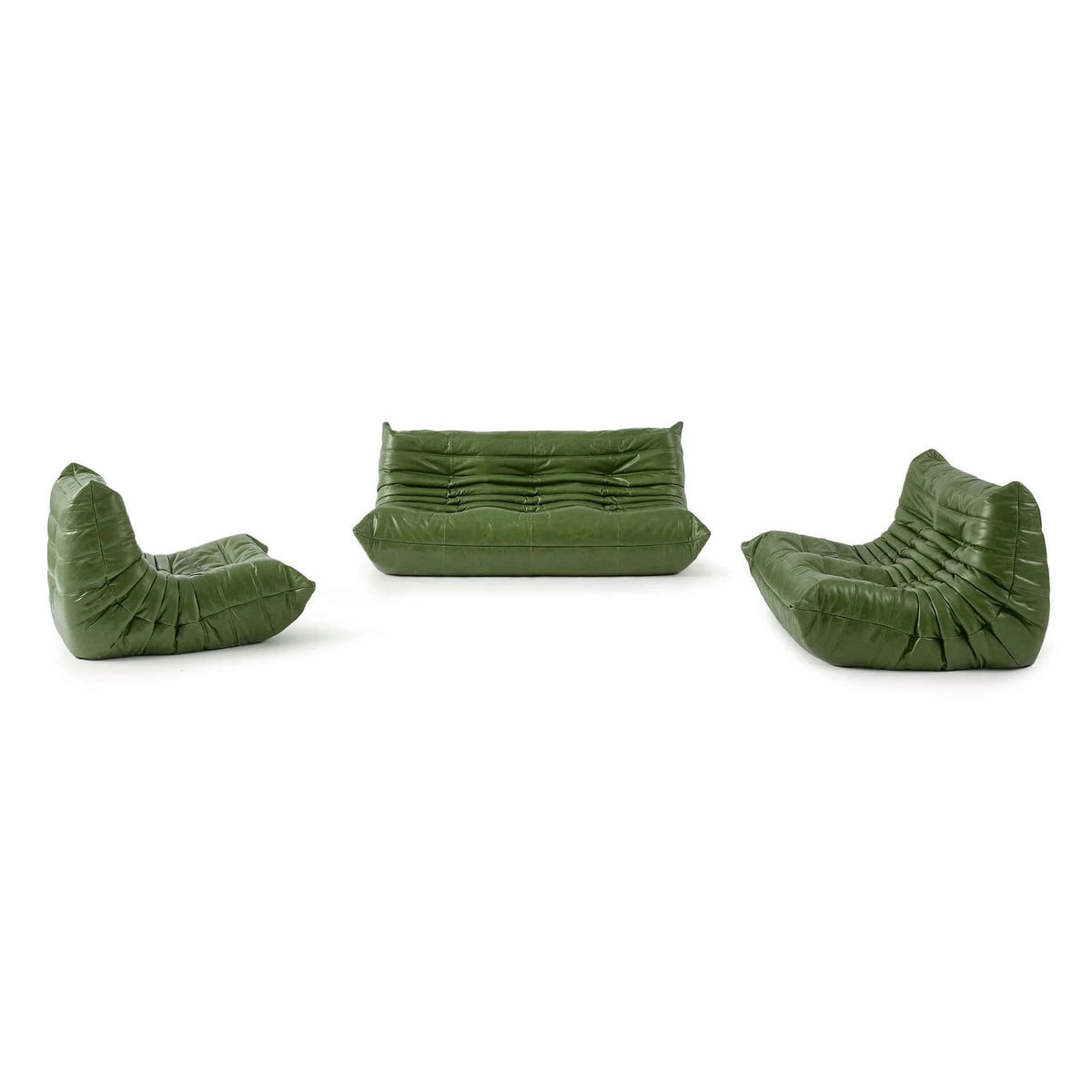 Pogo 73 leather Conversation Set in Green Waxy leather