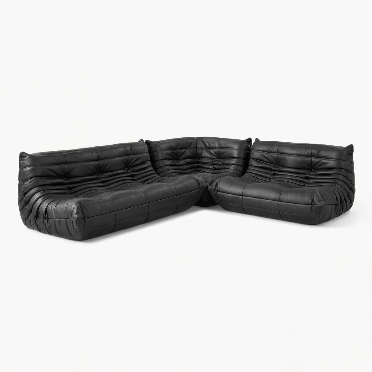 Pogo 73 leather Corner Set in Black Aniline leather
