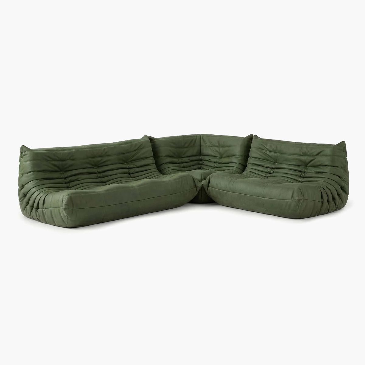 Pogo 73 leather Corner Set in Green Aniline leather