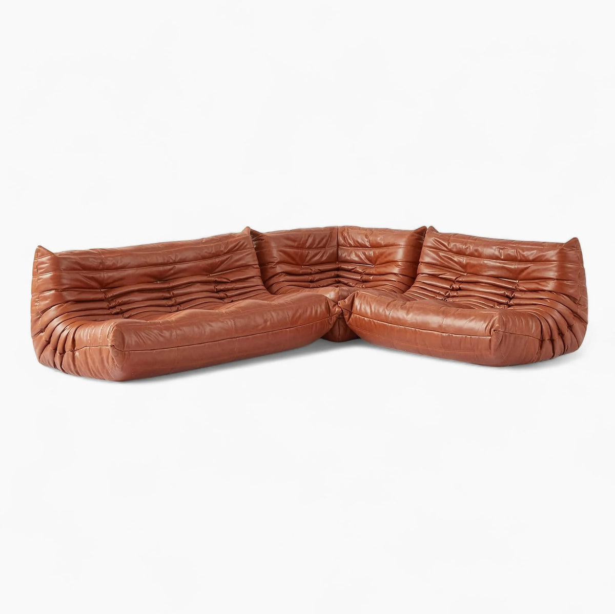 Pogo 73 leather Corner Set in Bisque Waxy leather