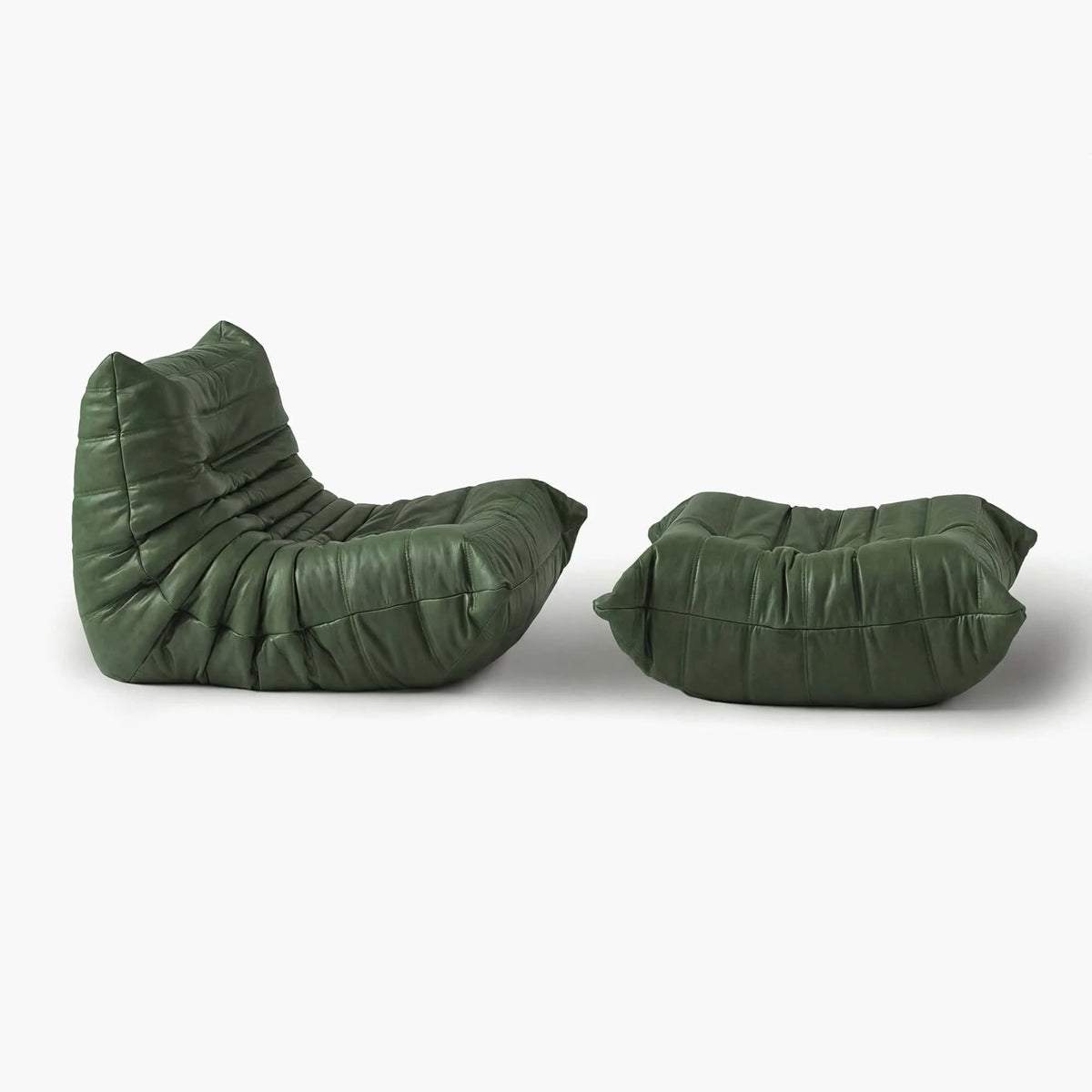 Pogo 73 leather Lounge Set in Green Aniline leather