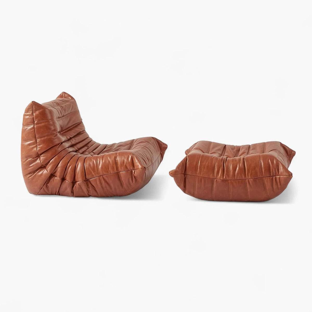 Pogo 73 leather Lounge Set in Bisque Waxy leather
