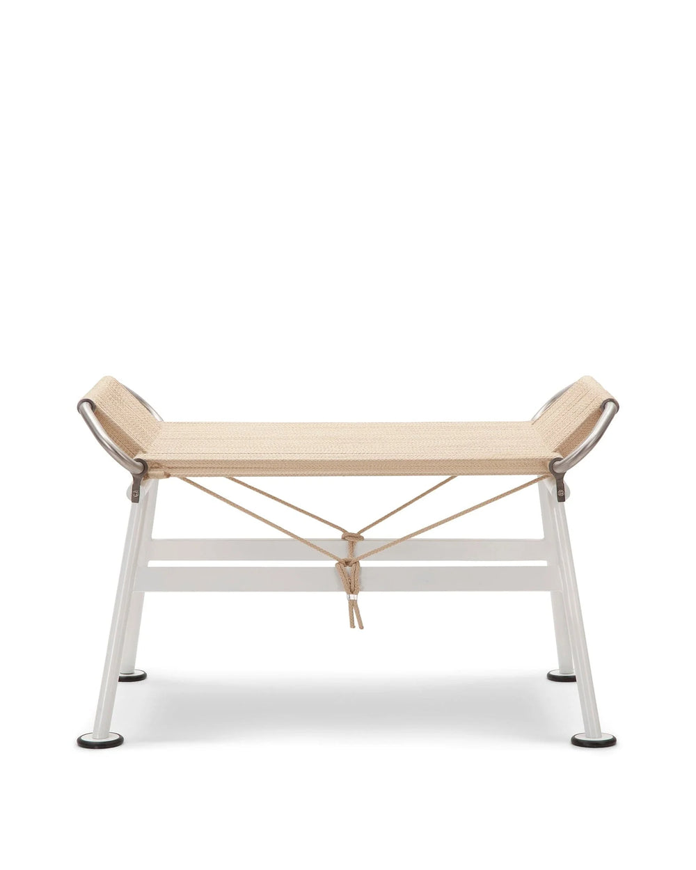 Rigging 50™ ottoman | woven rope and steel - white / stools & ottomans 50 | modern | madorne