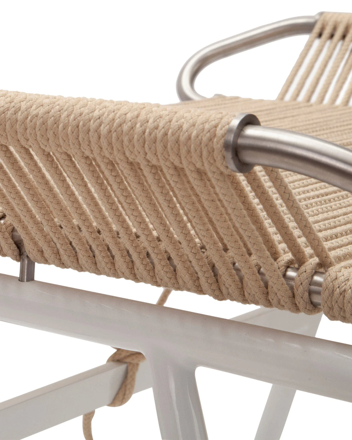Rigging 50™ ottoman | woven rope and steel - white / stools & ottomans 50 | modern | madorne
