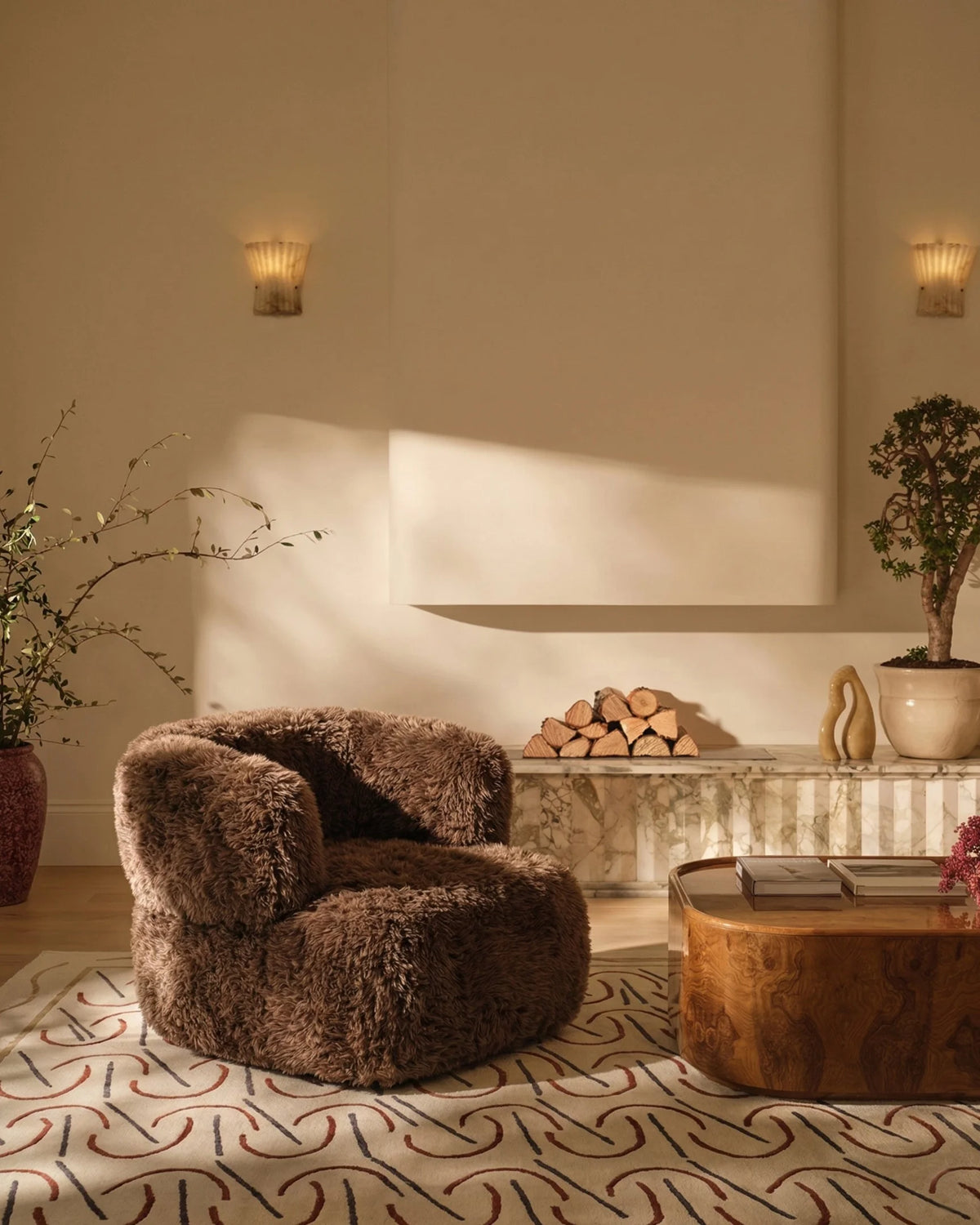 Riva nest™ lounge chair | brown faux fur - chairs nest | madorne
