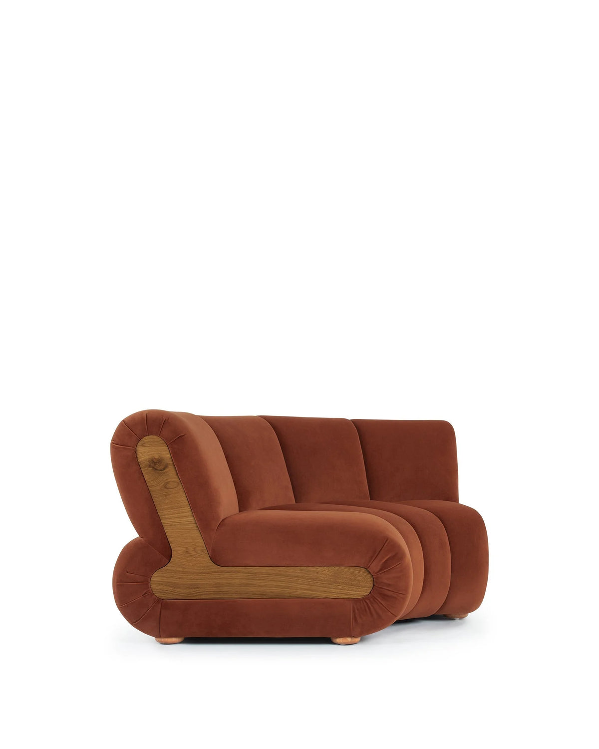 Rivage™ curved module | walnut side panels - modules rivage | modular sofa element | madorne