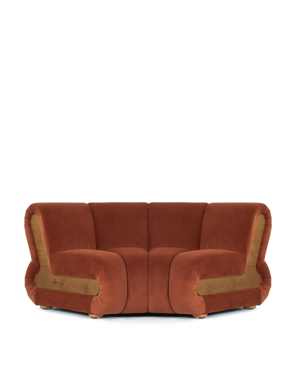 Rivage™ curved module | walnut side panels - russet plush velvet - modules rivage | modular sofa element | madorne