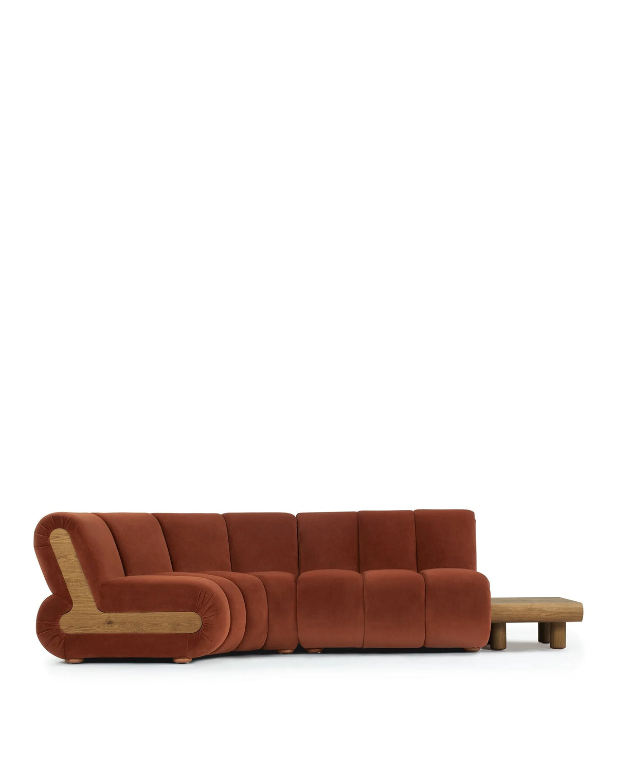 Rivage™ left-corner sectional | walnut detail - left corner / russet plush velvet - sectionals rivage | sofa | madorne