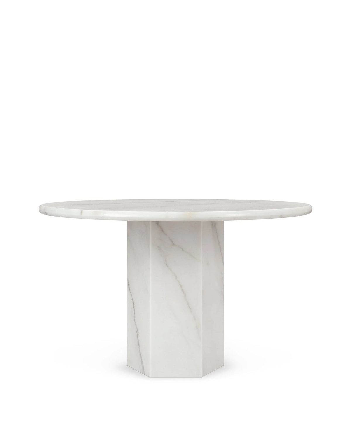 Sagan 47™ round dining table | sculptural pedestal - fiore bianco marble - tables epic table-inspired | madorne