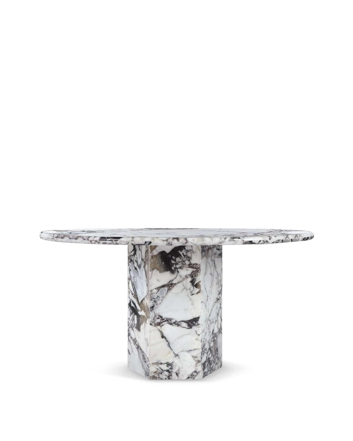 Sagan 55™ round dining table | travertine pedestal - modellato marble - tables epic table-inspired | madorne