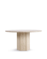 Sagan 55™ round dining table | travertine pedestal - tables epic table-inspired | madorne