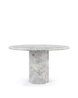 Saturne 47™ round dining table | fluted pedestal - orso grigio marble - tables 47 | designer | madorne