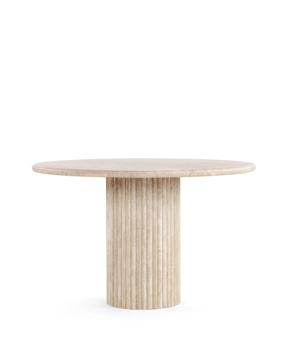 Saturne 47™ round dining table | fluted pedestal - travertine - tables 47 | designer | madorne