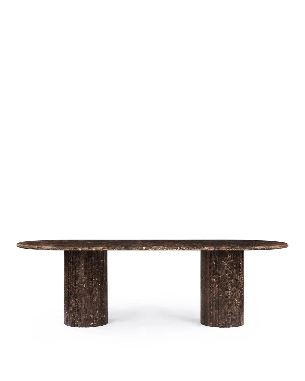 Saturne 98™ oval dining table | natural marble - dark emperador - tables 98 | madorne