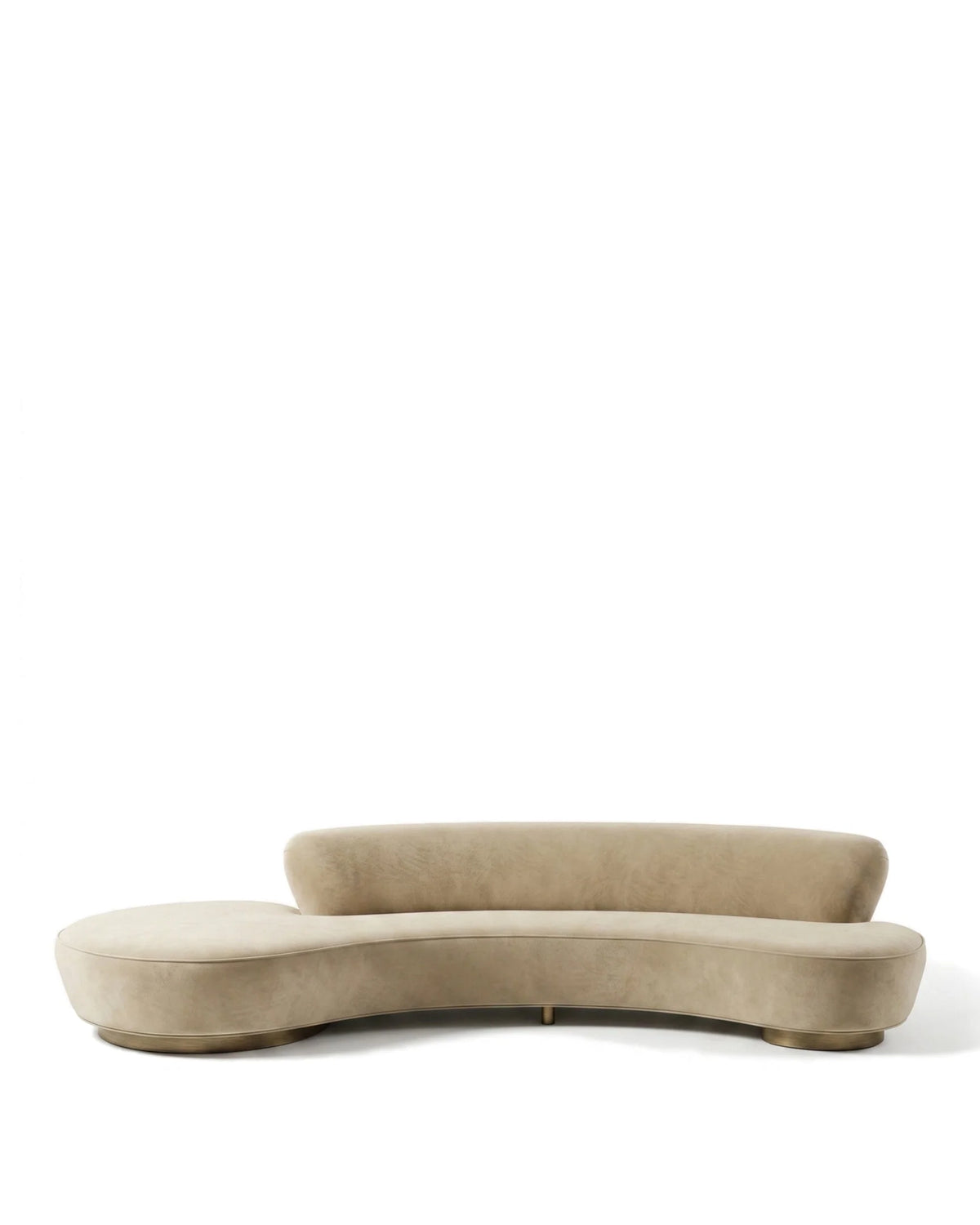 Serein curve™ three-seater sofa | asymmetric form - beige velvet - 3 seaters serpentine sofa-inspired | madorne